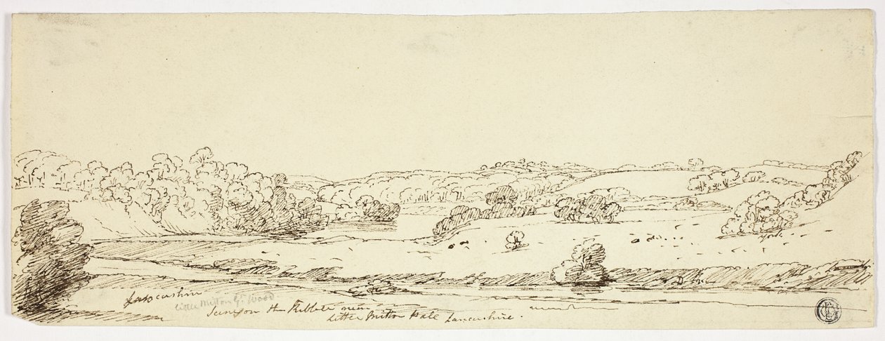 Jelenetek a Kibble folyón Little Milton Hall közelében, Lancashire államban alkotó: Joseph Mallord William Turner