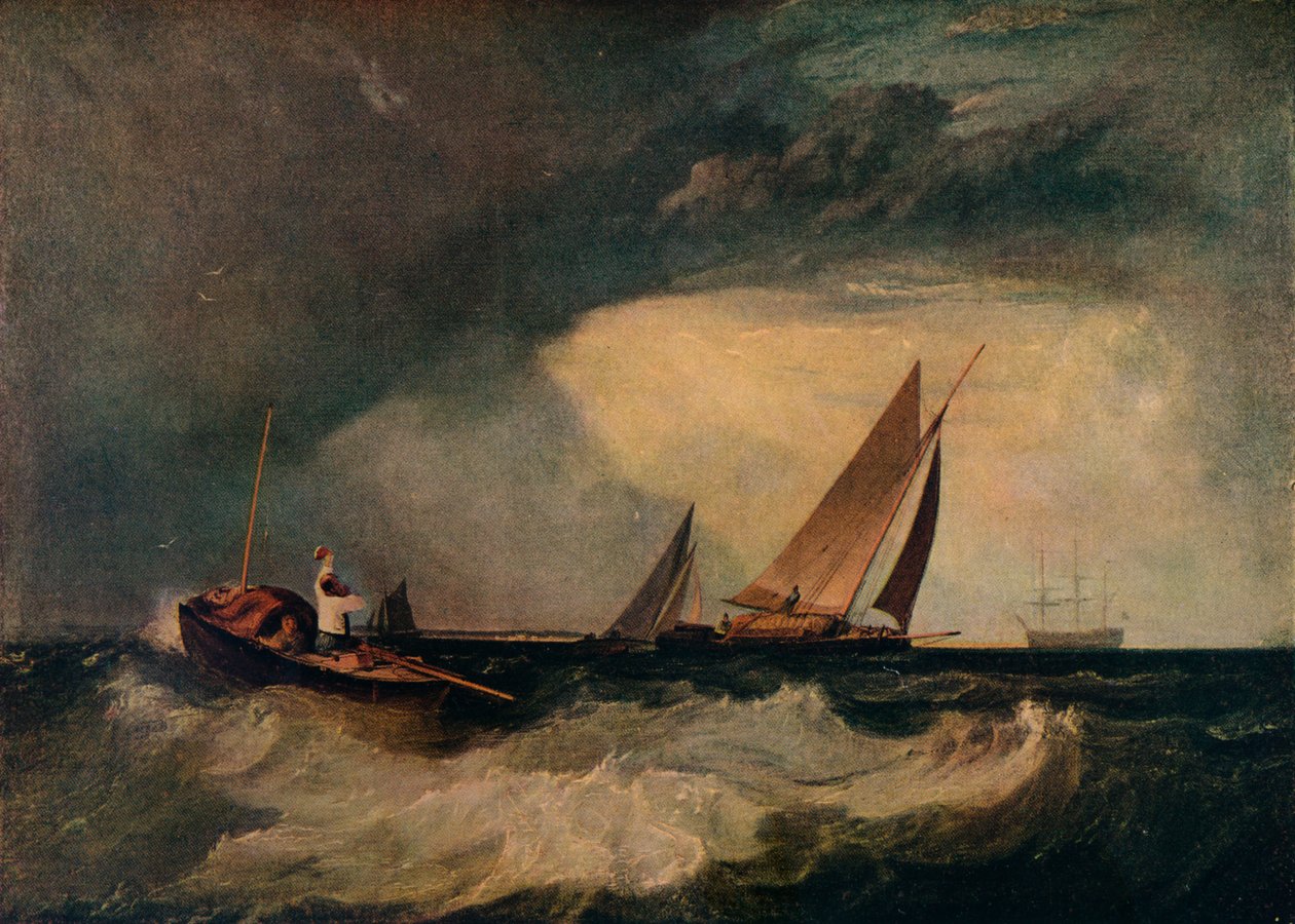 Shoeburyness Fisherman, aki üdvözli a Whitstable Hoyt, más néven The Pilot Boat és The Red Cap, c1809 alkotó: Joseph Mallord William Turner