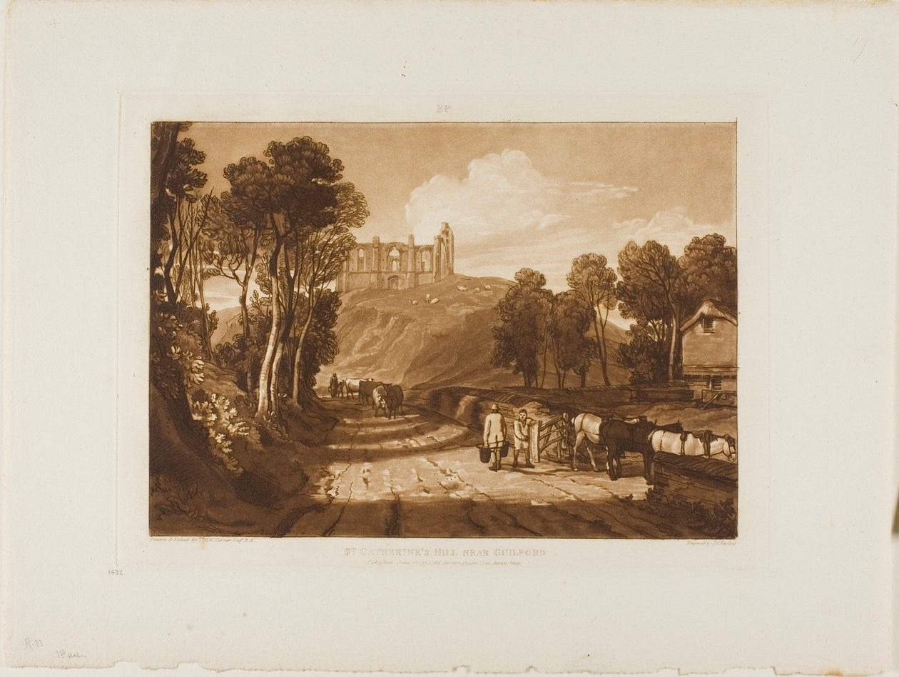 Szent Katalin-hegy Guilford közelében, 33. tábla a Liber Studiorumból alkotó: Joseph Mallord William Turner