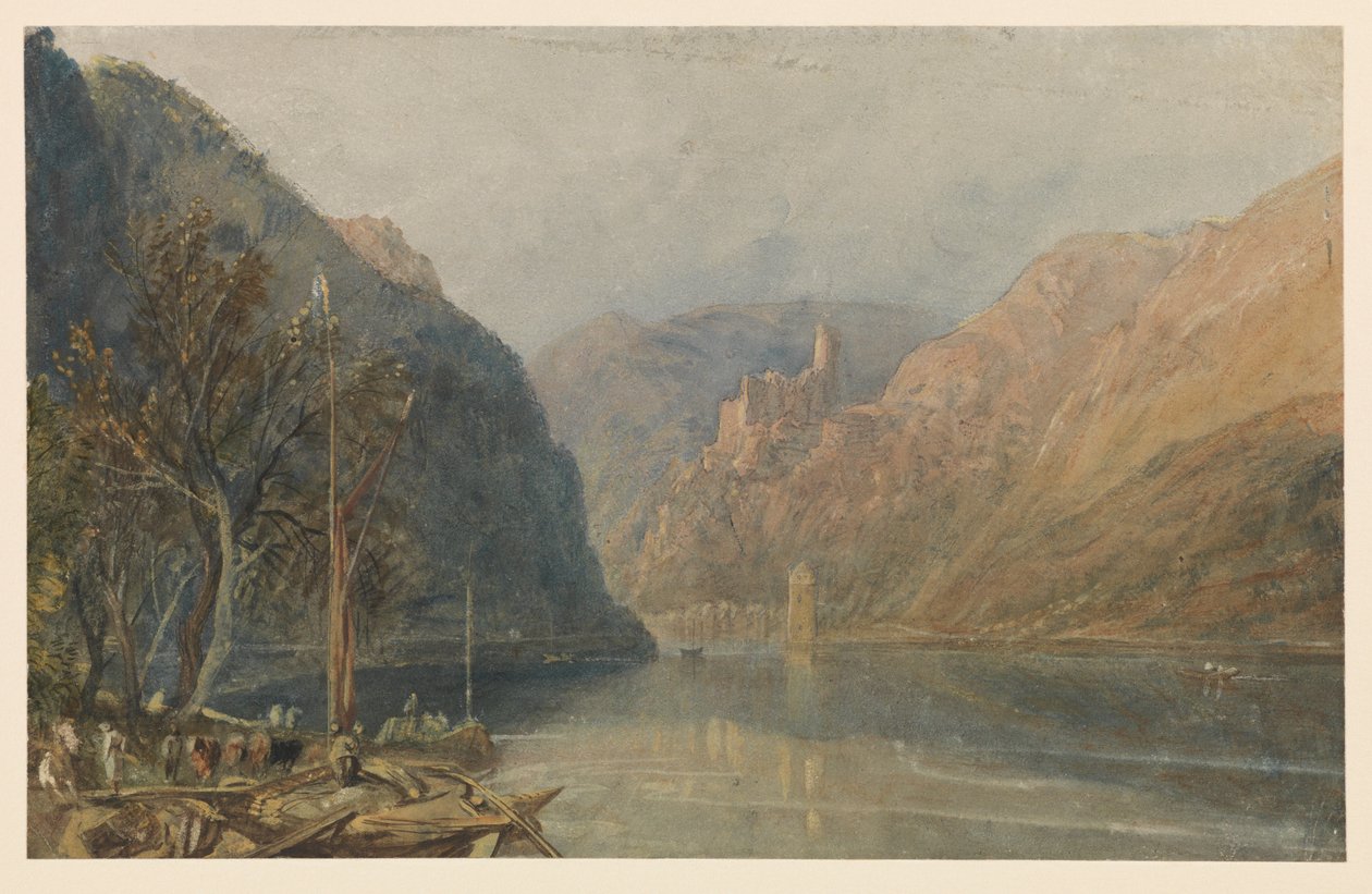 St Goarshausen és Katz-kastély, 1817 alkotó: Joseph Mallord William Turner
