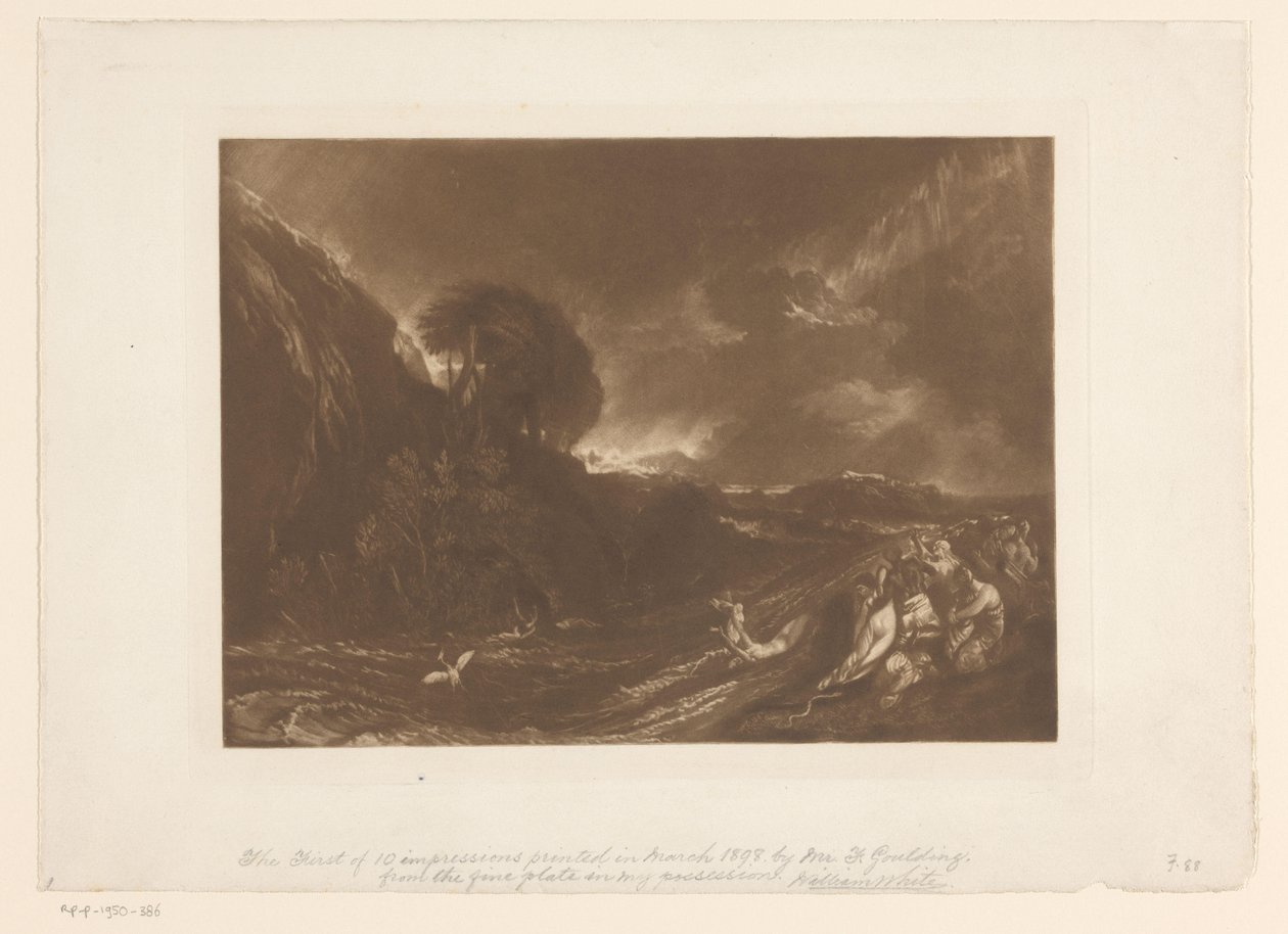 Viharos táj árvízzel és fuldokló emberekkel Az özönvíz Tájtanulmányok (sorozat címe) Liber Studiorum (sorozat címe) alkotó: Joseph Mallord William Turner