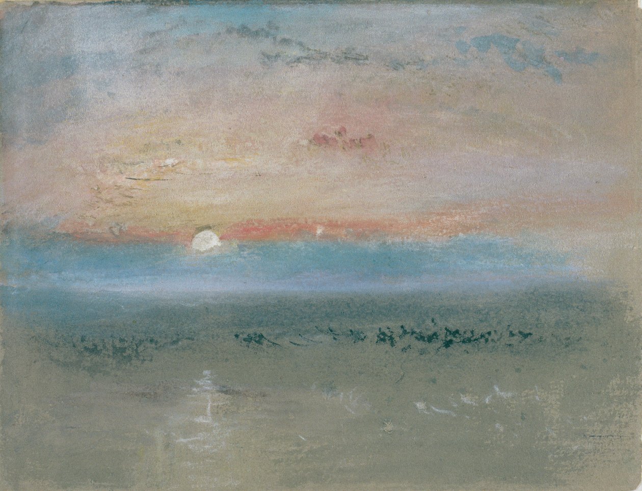 Naplemente, 1830 körül (wc és gouache szürke papíron) alkotó: Joseph Mallord William Turner