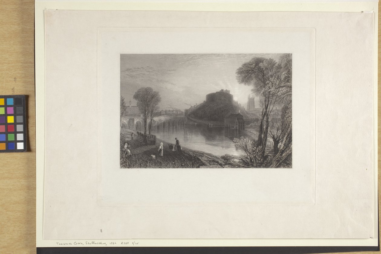 Tamworth kastély, Staffordshire (rézkarc és gravírozás indiai papírra, chine collé) alkotó: Joseph Mallord William Turner