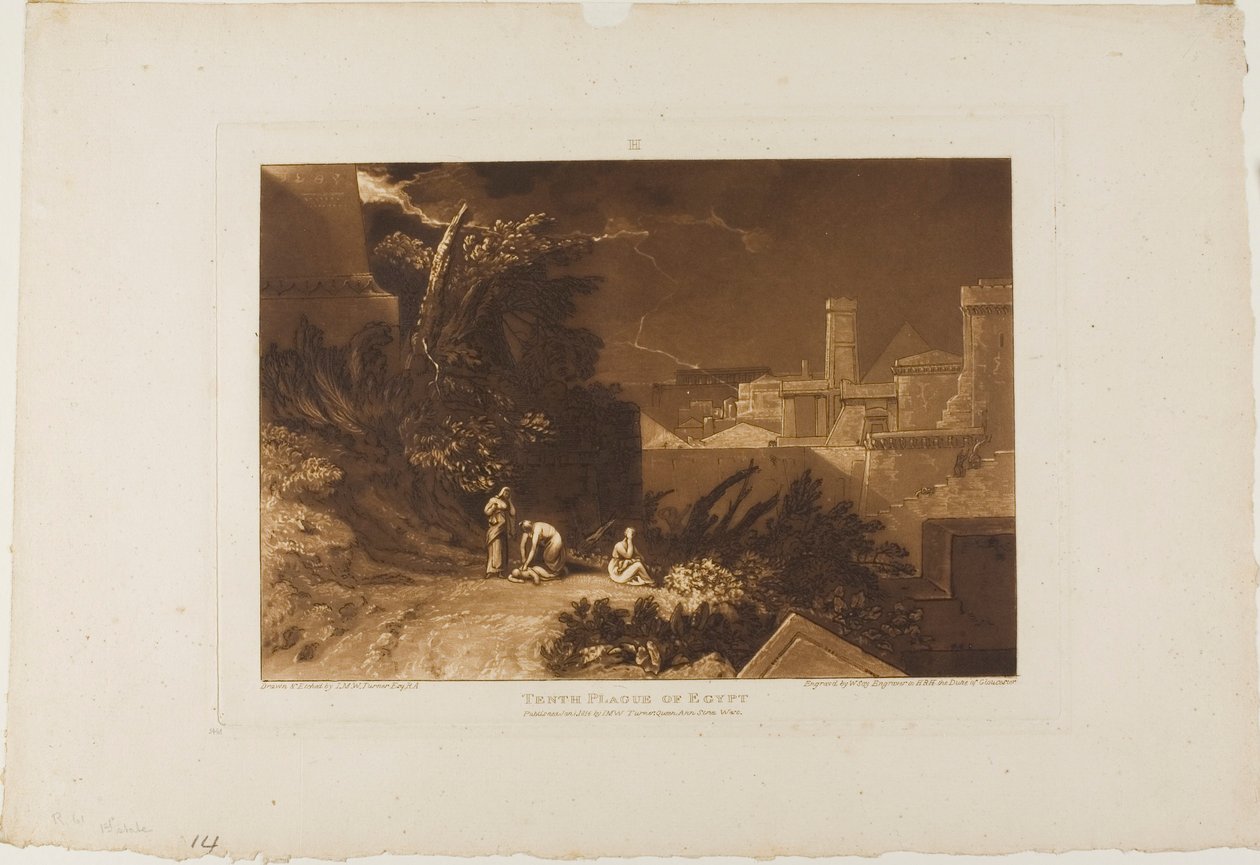 Tizedik egyiptomi pestis, 61. lemez a Liber Studiorumtól alkotó: Joseph Mallord William Turner
