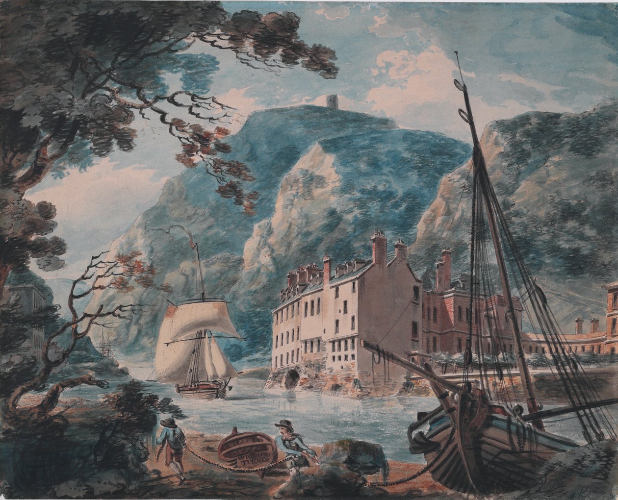 Az Avon-szurdok Bristolban az Old Hot Wells-házzal, c. 1792 (grafit, akvarell, toll és barna tinta) alkotó: Joseph Mallord William Turner