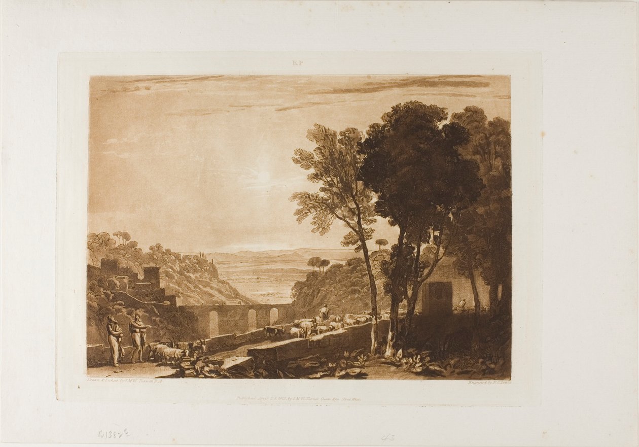 A híd és a kecskék, 43-as lemez a LIber Studiorumtól alkotó: Joseph Mallord William Turner