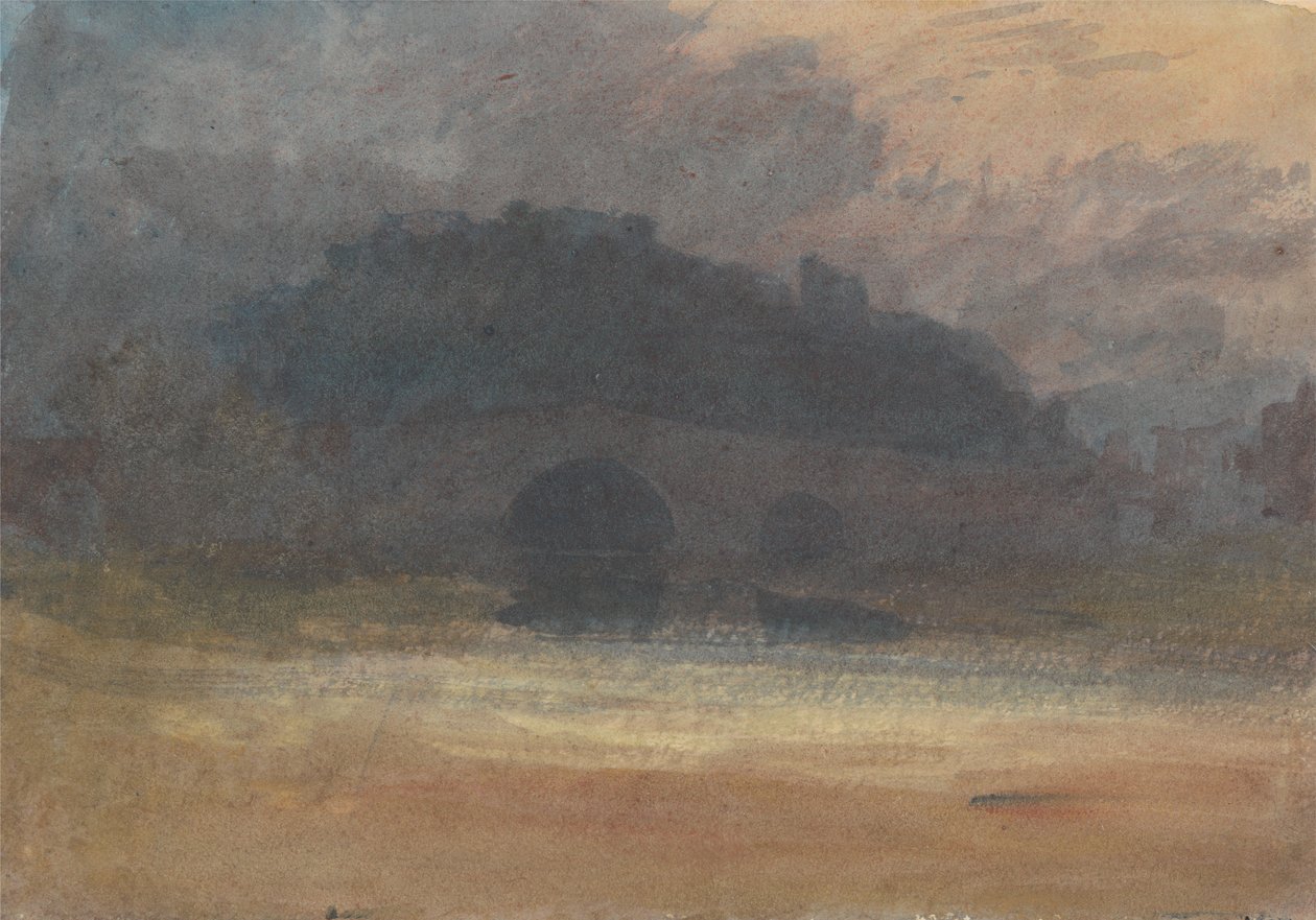 A Rye-folyó feletti híd Helmsleyben, a háttérben a kastéllyal alkotó: Joseph Mallord William Turner