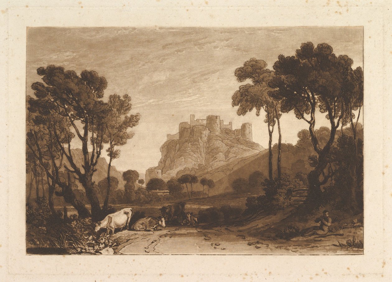 A kastély a Meadows Liber Studiorum felett, II. rész, 8. tábla, 1808. alkotó: Joseph Mallord William Turner