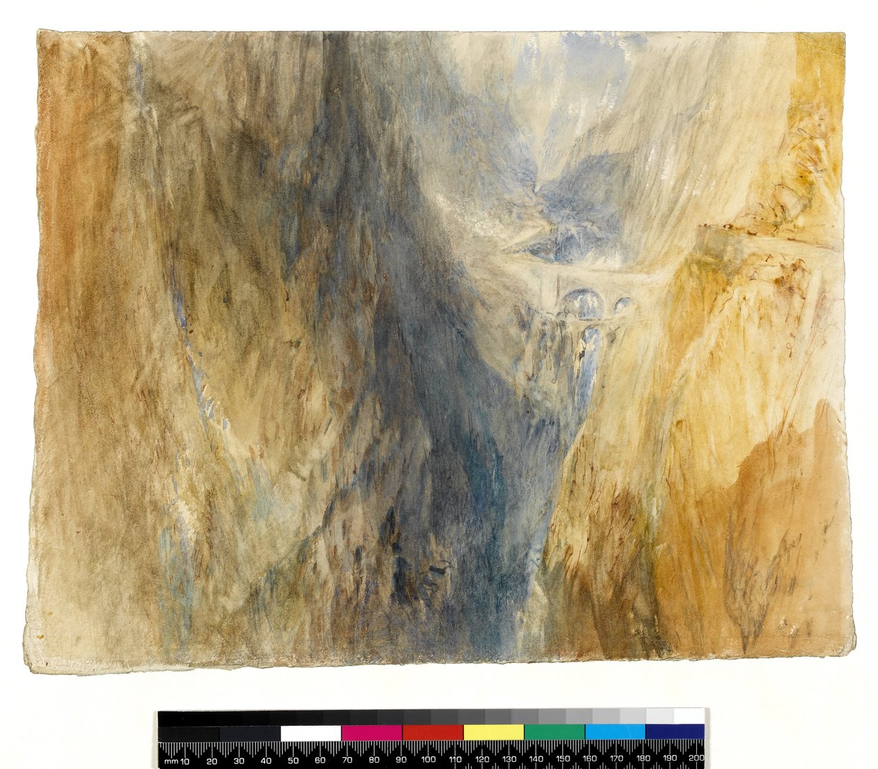 The Devils Bridge, St Gothard (Wc tollal és tintával, ceruzával papíron) alkotó: Joseph Mallord William Turner