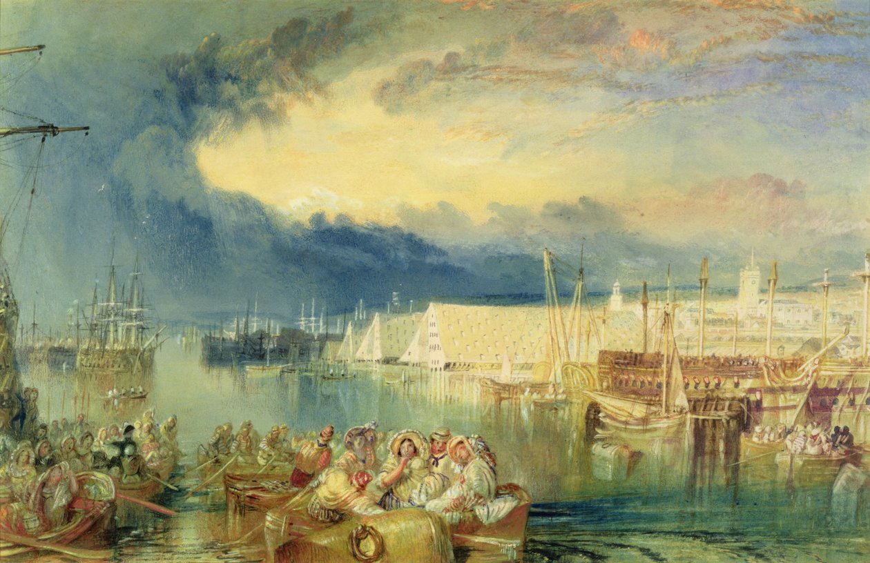 The Dockyard, Devonport, 1825-29 (wc és gouache papíron) alkotó: Joseph Mallord William Turner