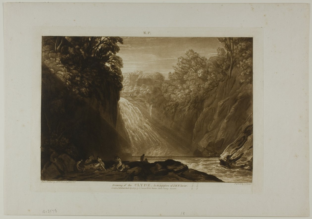 The Fall of the Clyde, 18. lemez a Liber Studiorumtól alkotó: Joseph Mallord William Turner