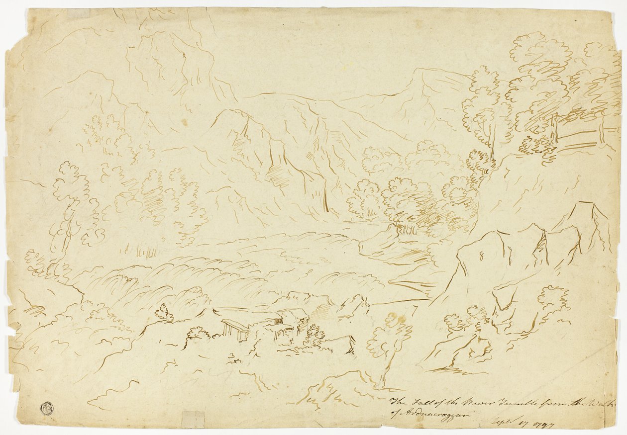 The Fall of the River Tumble (recto); Kilátás a Fastralyra (fordítva) alkotó: Joseph Mallord William Turner