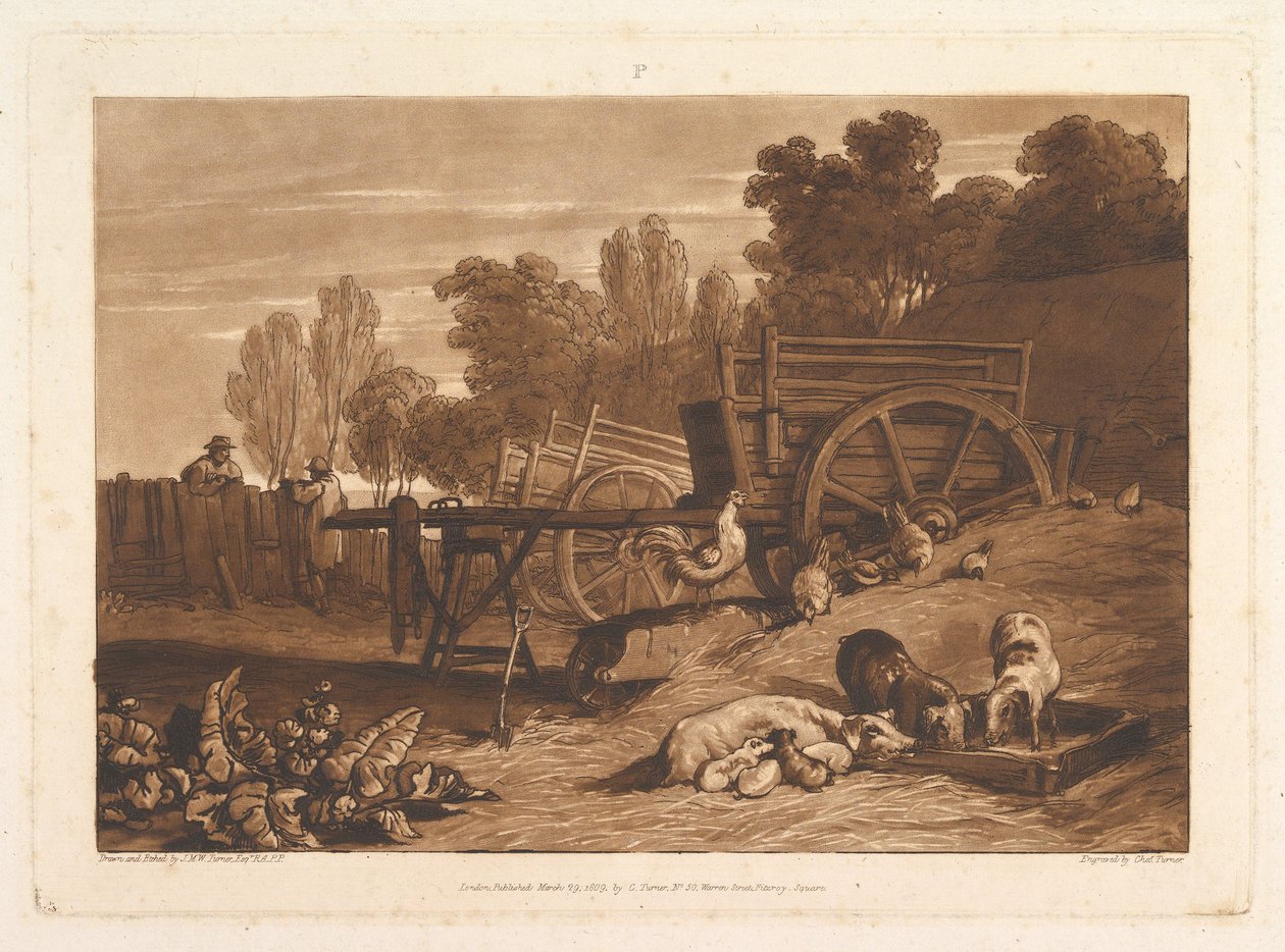A Farm-Yard a kakas Liber Studiorummal, IV. rész, 17. tábla, 1809. március 29. alkotó: Joseph Mallord William Turner