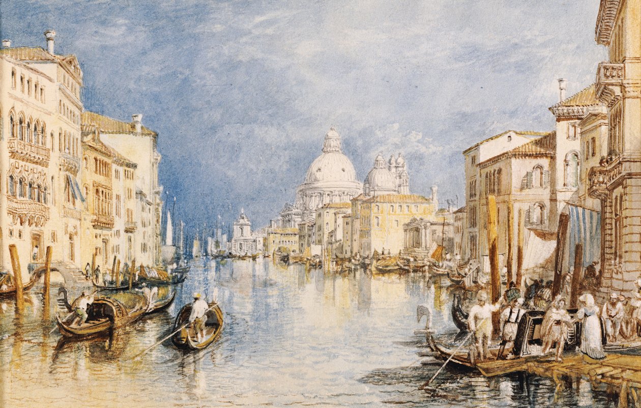 A Grand Canal, Velence, gondolákkal és alakokkal az előtérben, 1818 körül alkotó: Joseph Mallord William Turner