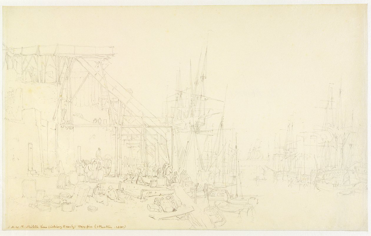 „The Hurries”, szénhajók berakodása, North Shields, 1795 körül (grafit papíron) alkotó: Joseph Mallord William Turner