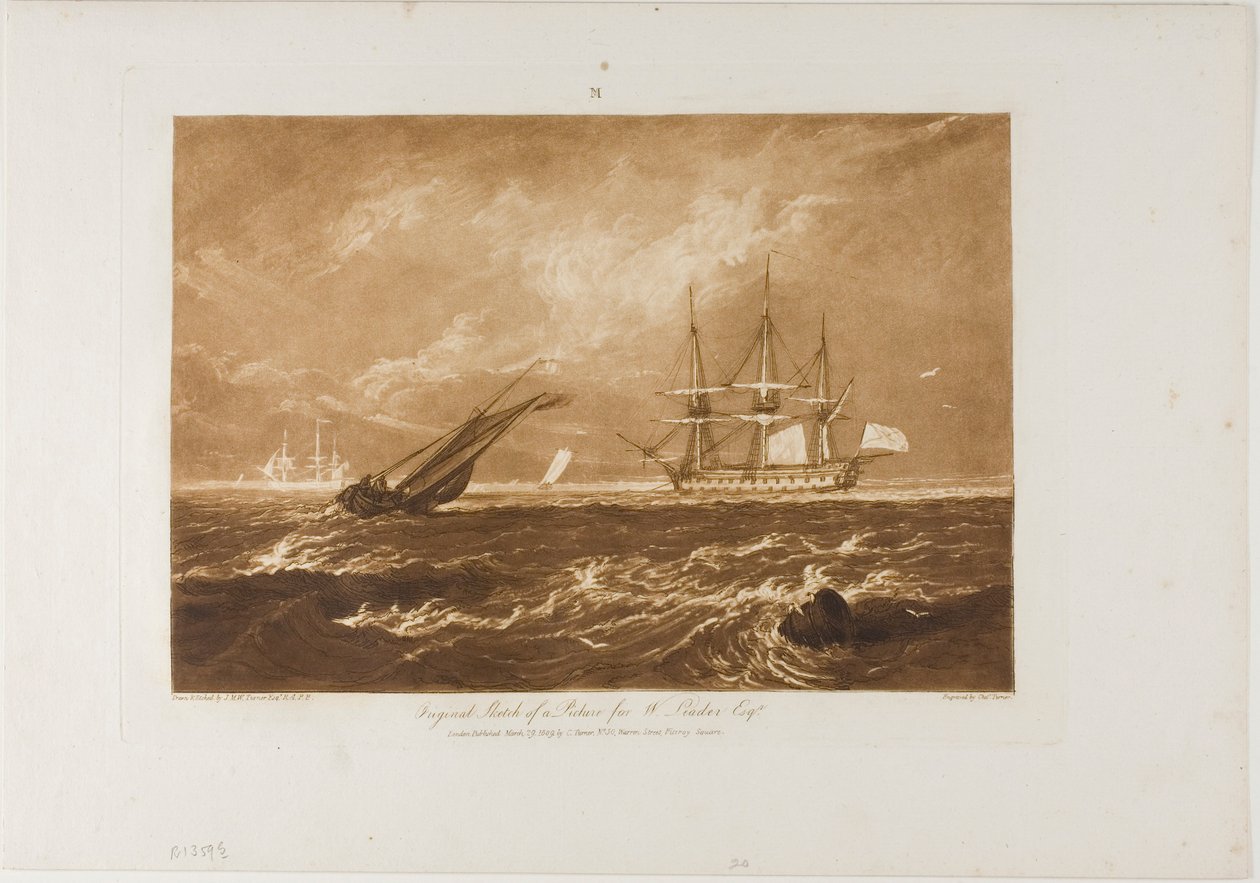 A Leader Sea Piece, 20-as lemez a Liber Studiorumtól alkotó: Joseph Mallord William Turner