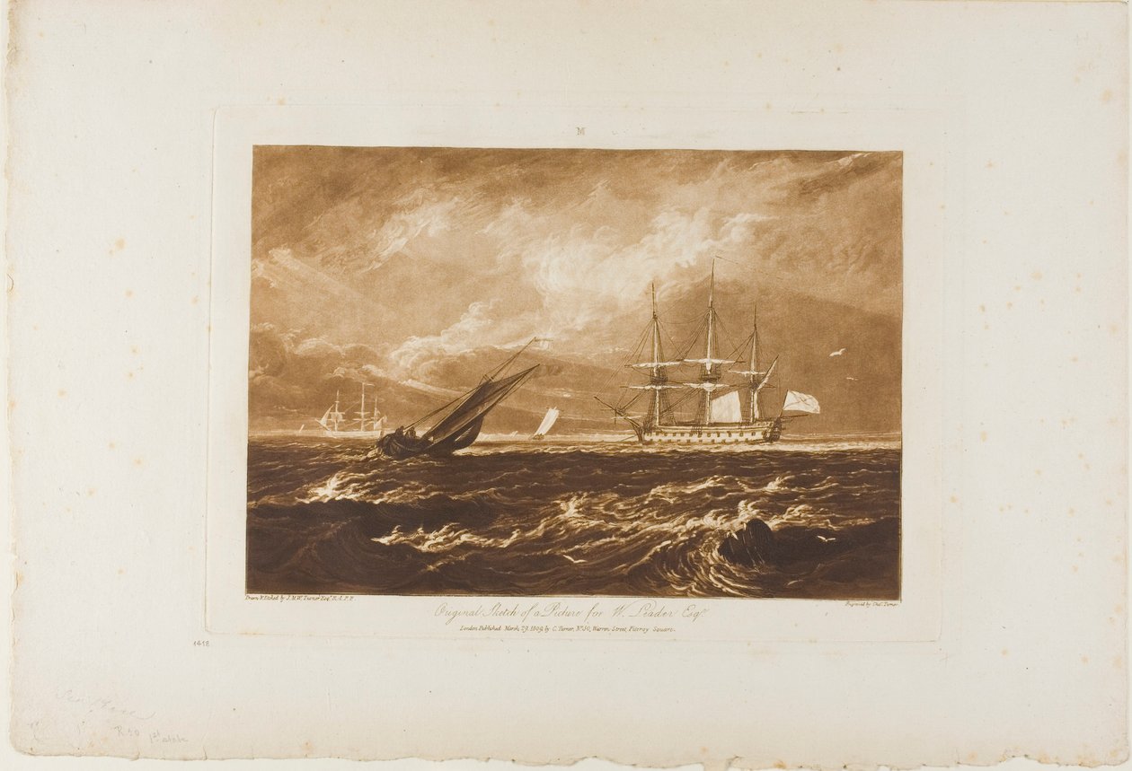 A Leader Sea Piece, 20-as lemez a Liber Studiorumtól alkotó: Joseph Mallord William Turner