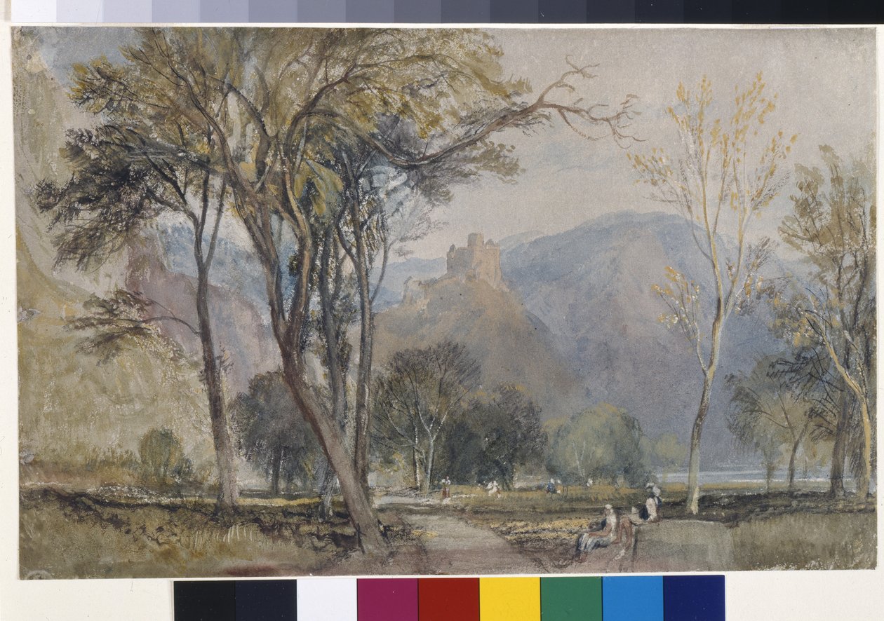 Marxburg (akvarell fehér papírra szürke mosással) alkotó: Joseph Mallord William Turner