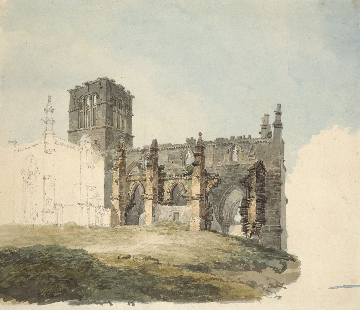 A Haddingtoni romos apátság, kb. 1794 (akvarell grafit felett, szőtt papíron) alkotó: Joseph Mallord William Turner