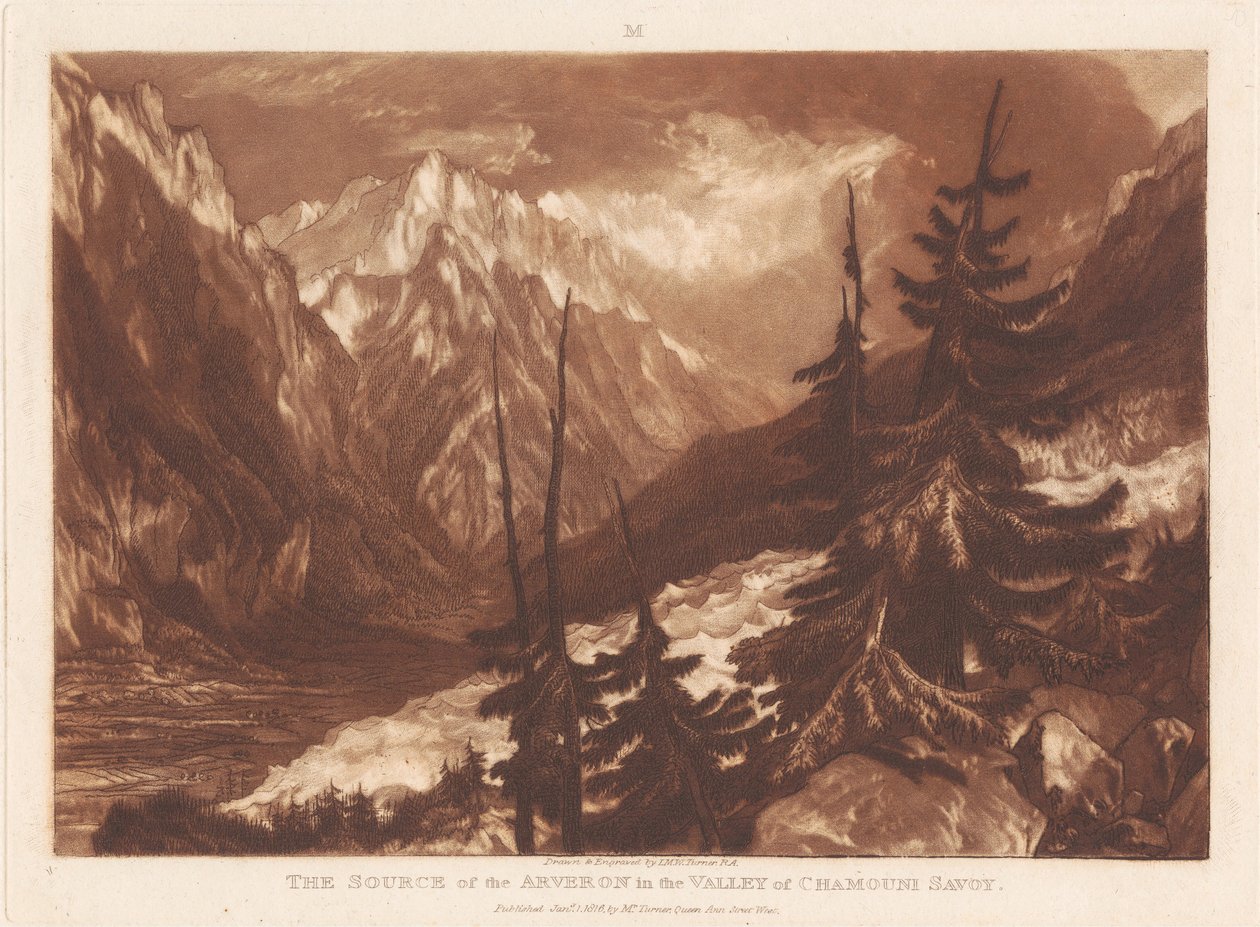 Az Arveron forrása a Chamouni-völgyben, Savoyában alkotó: Joseph Mallord William Turner