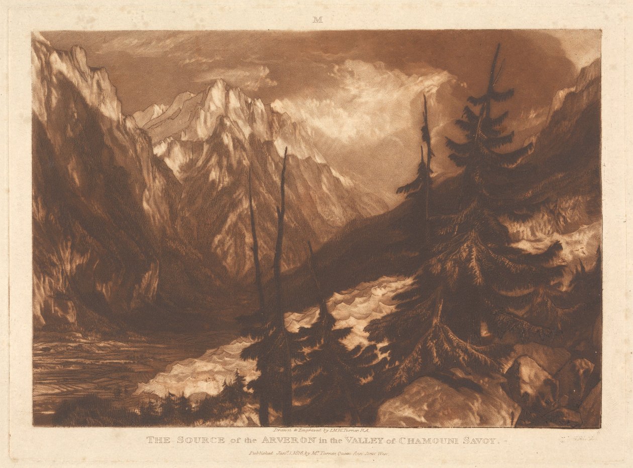 Az Arveron forrása a chamonix-i völgyben, Savoyában alkotó: Joseph Mallord William Turner