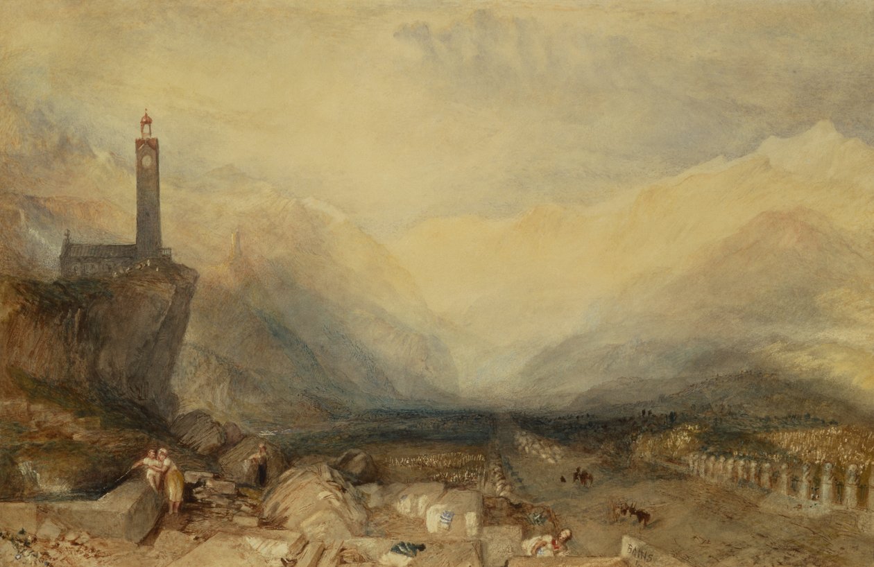 A Splugen Pass (ceruza és akvarell) alkotó: Joseph Mallord William Turner