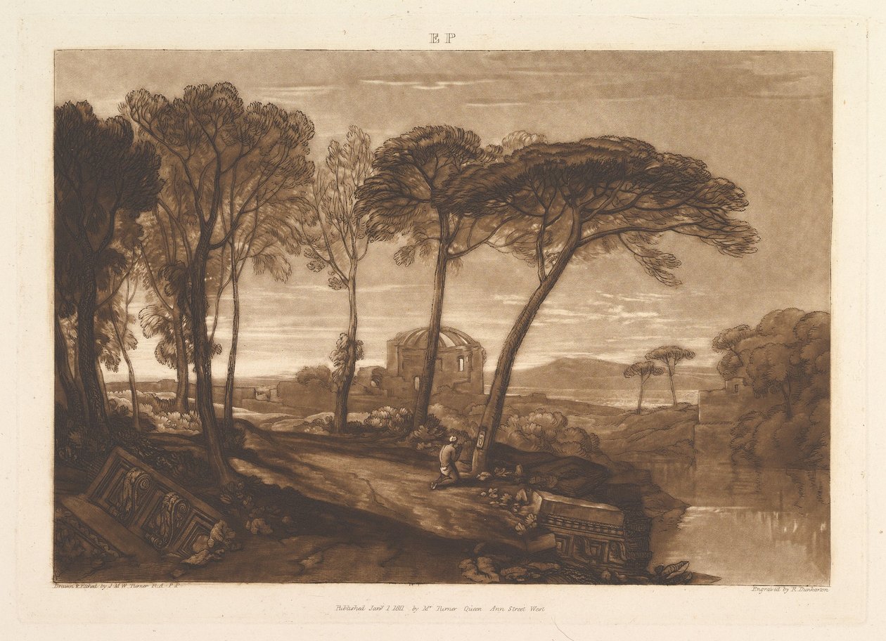 Minerva Medica Liber Studiorum temploma, V. rész, 23. tábla, 1811. január 1. alkotó: Joseph Mallord William Turner