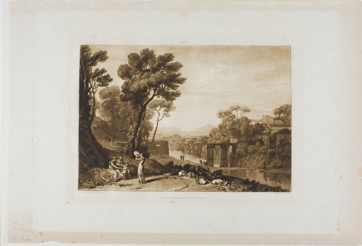 The Woman and Tambourine, 3. lemez a Liber Studiorumtól alkotó: Joseph Mallord William Turner