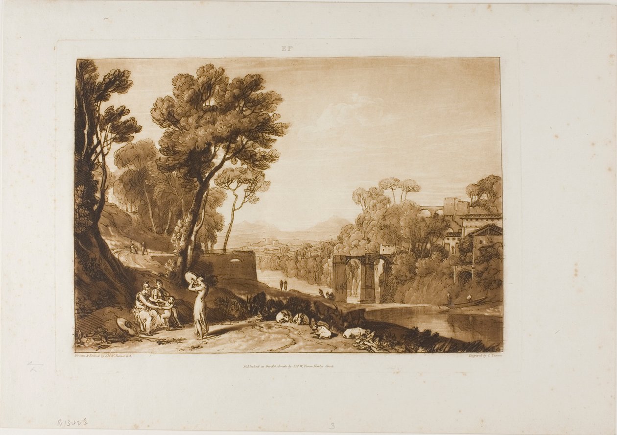 The Woman and Tambourine, 3. lemez a Liber Studiorumtól alkotó: Joseph Mallord William Turner