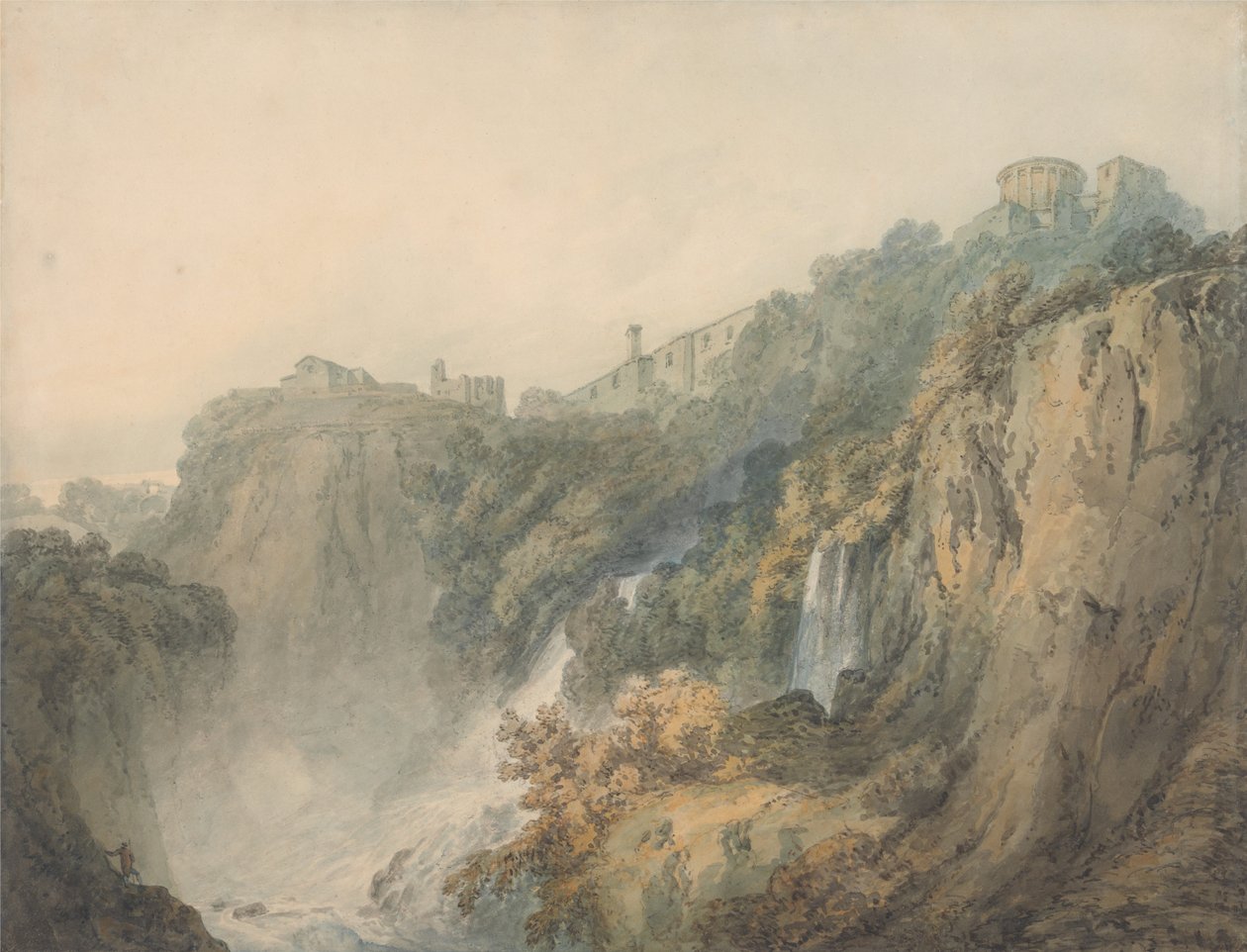 Tivoli a Szibülla templomával és a vízesésekkel alkotó: Joseph Mallord William Turner