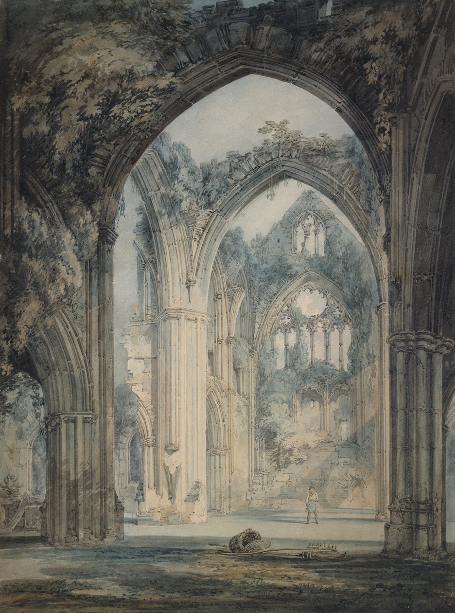 Tintern Abbey kereszthajója, Monmouthshire, 1794 körül (akvarell grafit felett, tollal és fekete tintával a papíron) alkotó: Joseph Mallord William Turner