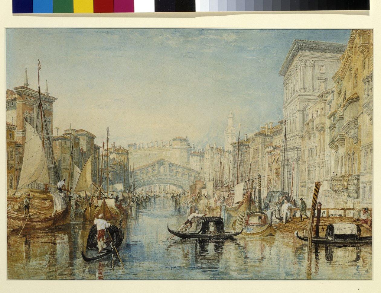 Velence, Rialto (akvarell ceruzával, fehér papíron) alkotó: Joseph Mallord William Turner