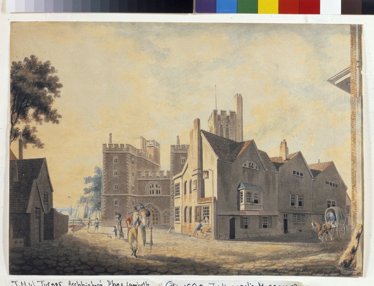 Kilátás az érseki palotára, Lambeth (akvarell fehér papíron) alkotó: Joseph Mallord William Turner