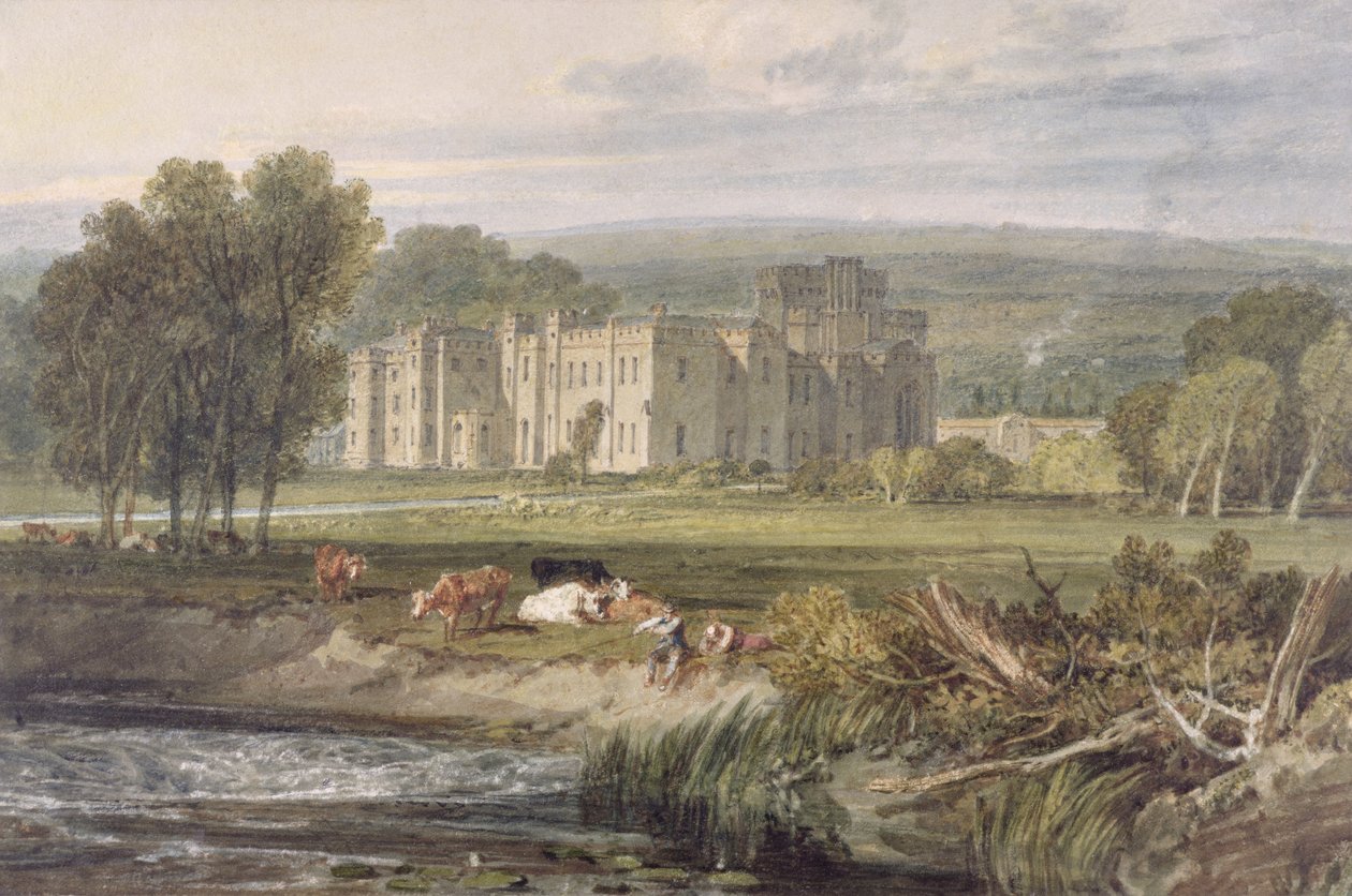 Kilátás a Herefordshire állambeli Hampton Courtra délkeletről, 1806 körül (akvarell grafit felett, szőtt papíron) alkotó: Joseph Mallord William Turner