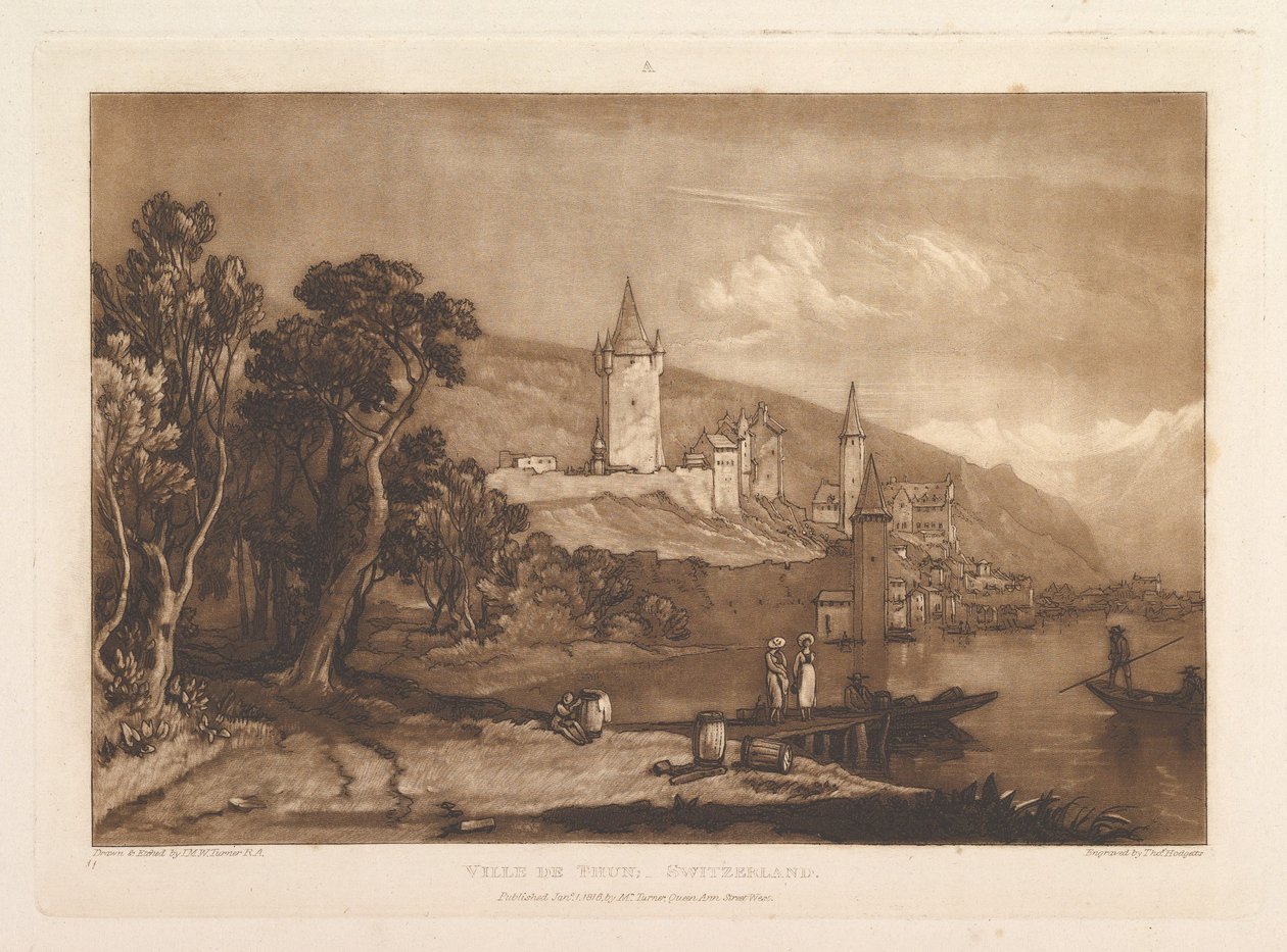 Ville de Thun, Svájc Liber Studiorum, XII. rész, 59. tábla, 1816. január 1. alkotó: Joseph Mallord William Turner