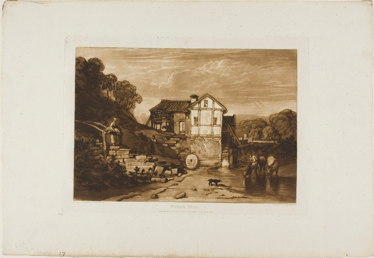 Vízimalom, 37-es lemez a Liber Studiorumtól alkotó: Joseph Mallord William Turner