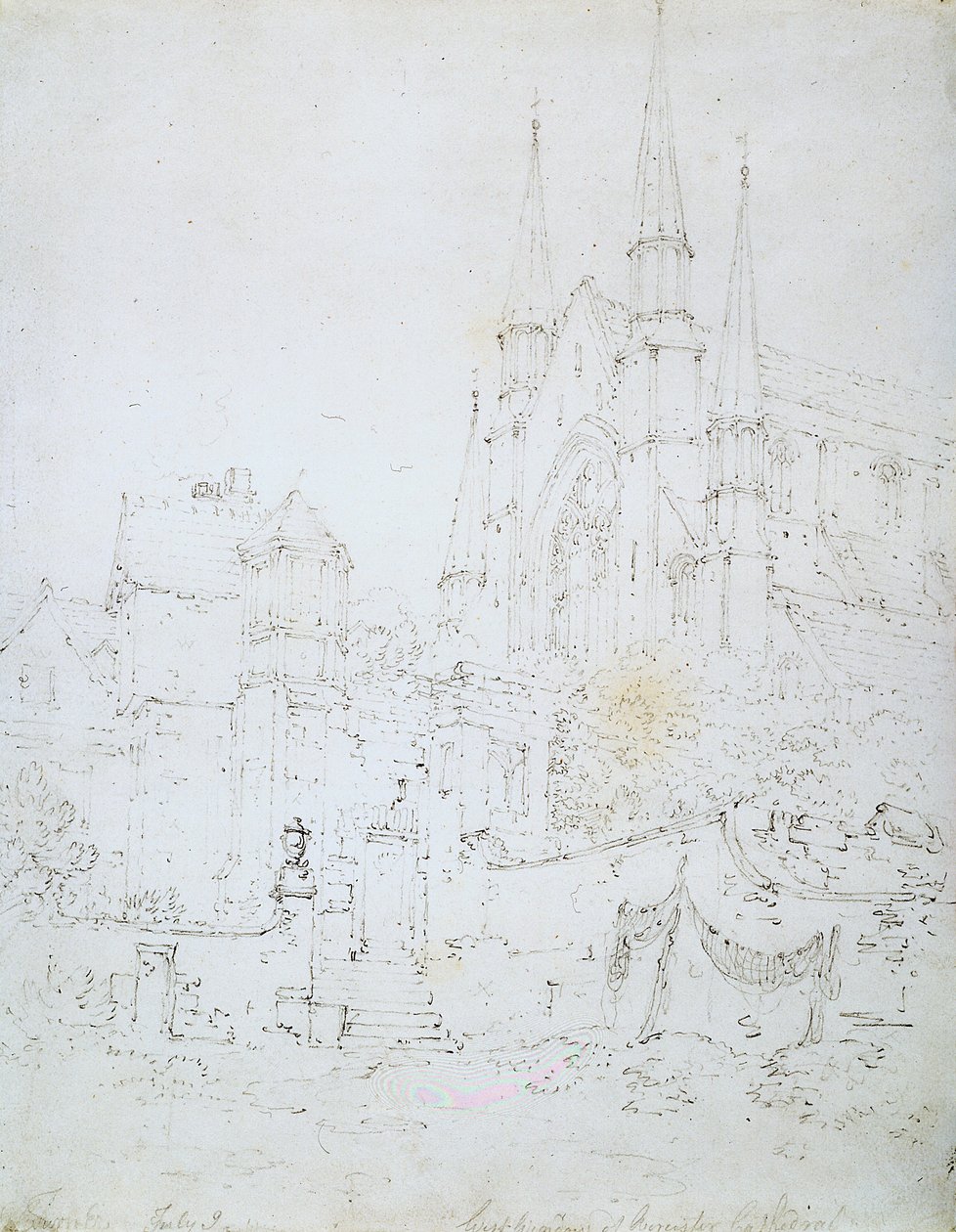 West Window, Worcester katedrális (ceruza fehér papíron) alkotó: Joseph Mallord William Turner