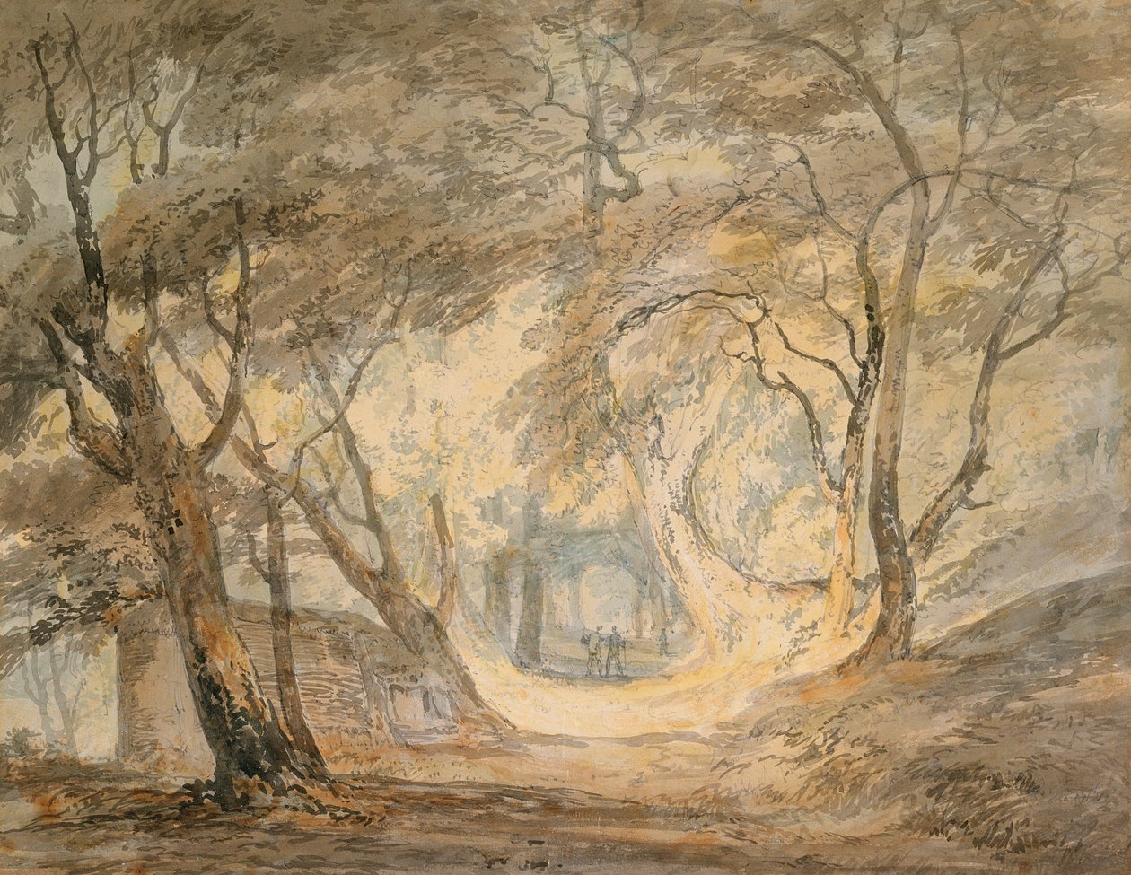 Erdei jelenet figurákkal, 1798 körül (akvarell, papír) alkotó: Joseph Mallord William Turner