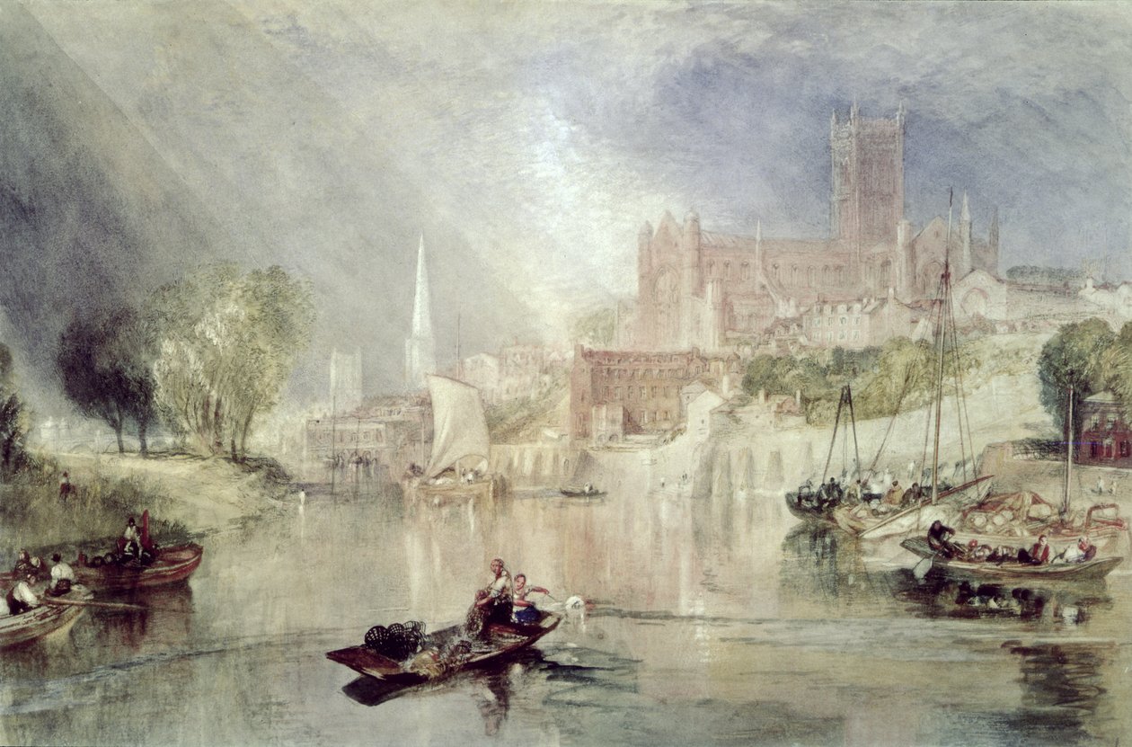 Worcesteri katedrális és a Severn folyó alkotó: Joseph Mallord William Turner