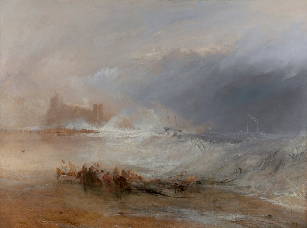 Pancsertörők -- Northumberland partvidéke, gőzhajóval segíti a part menti hajót alkotó: Joseph Mallord William Turner