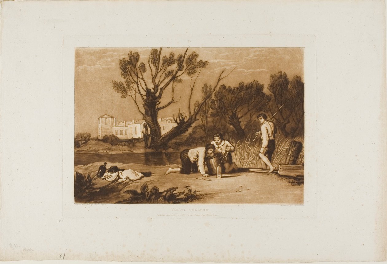 Fiatal horgászok, 32-es lemez a Liber Studiorumtól alkotó: Joseph Mallord William Turner