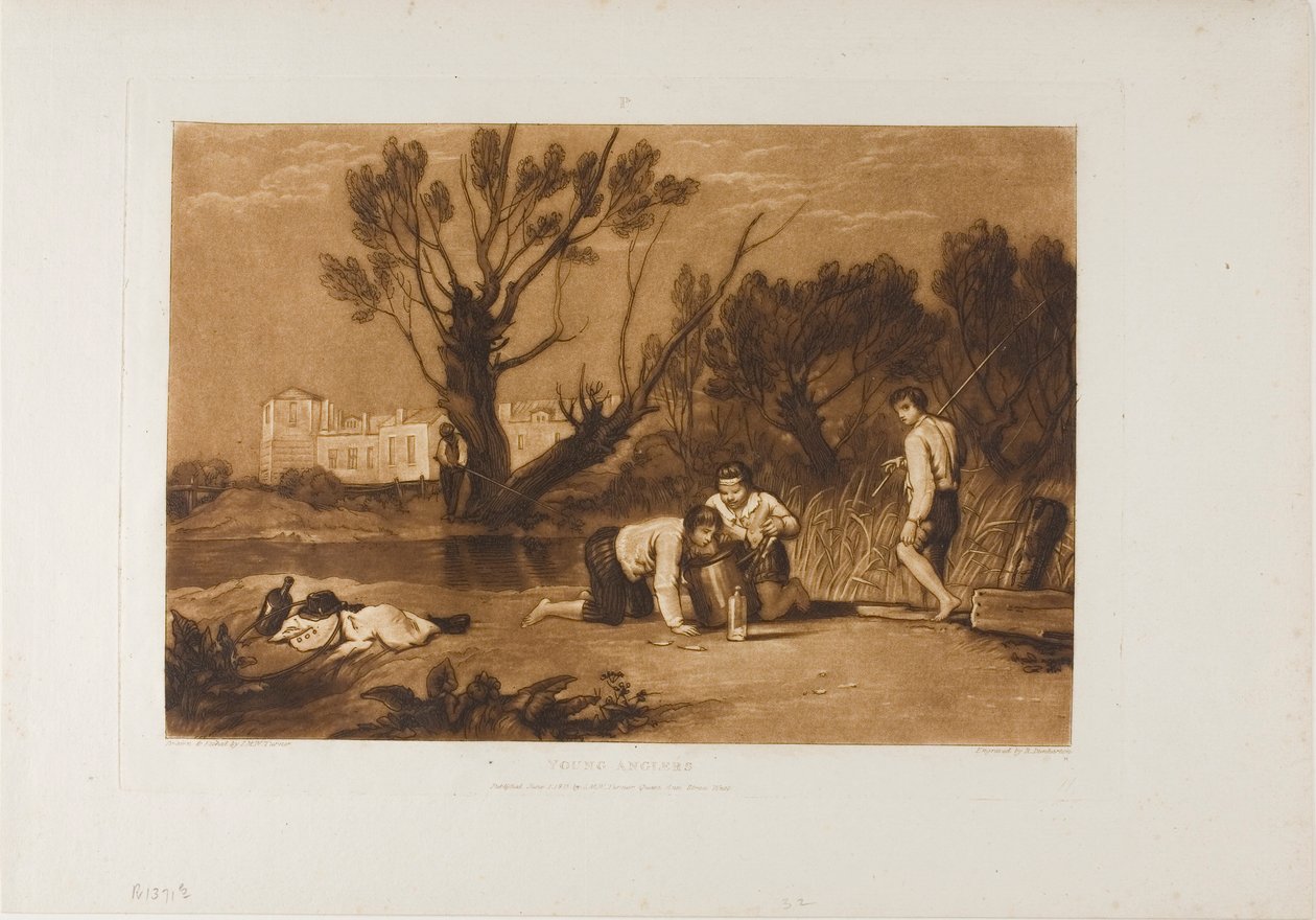 Fiatal horgászok, 32-es lemez a Liber Studiorumtól alkotó: Joseph Mallord William Turner