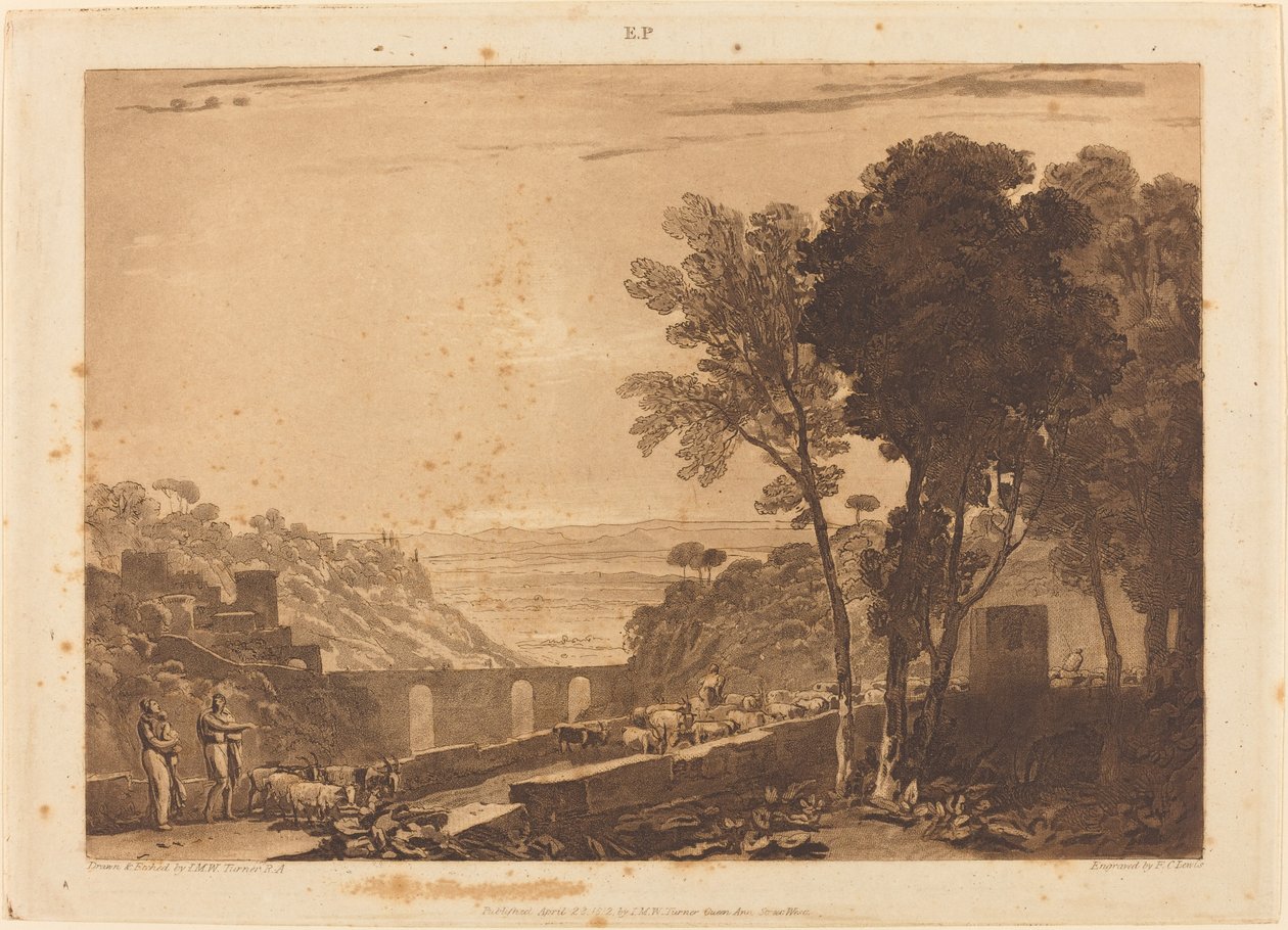 A híd és a kecskék alkotó: Joseph Mallord William Turner and Frederick Christian Lewis I