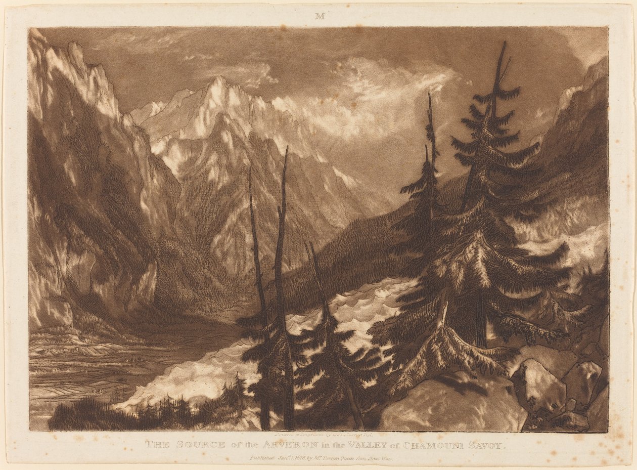 Az Arveron forrása alkotó: Joseph Mallord William Turner and Henry Edward Dawe