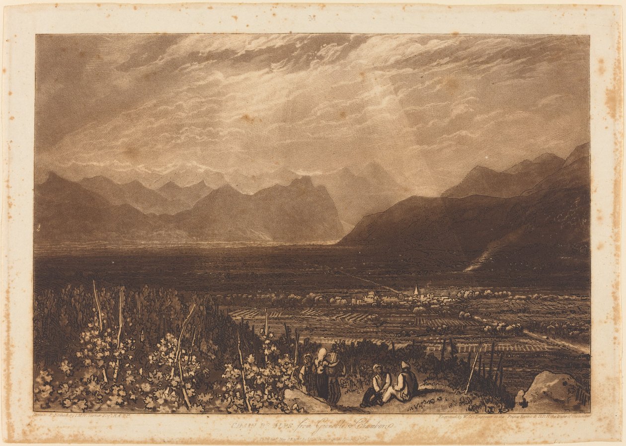 Alpok lánca Grenoble-tól Chamberiig alkotó: Joseph Mallord William Turner and William Say