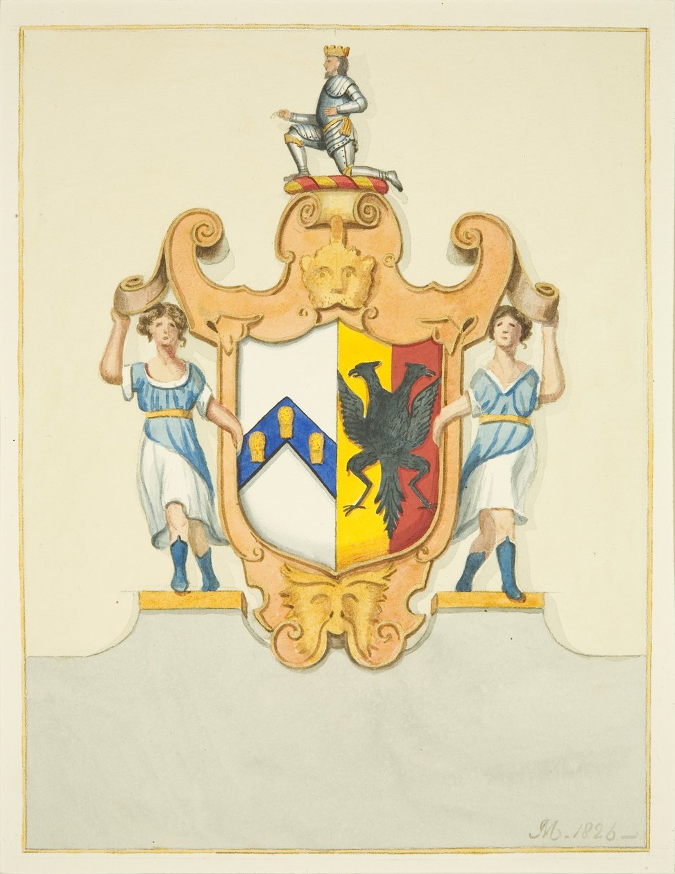 Newton püspök karjai a bristoli katedrálisban lévő emlékművön (akvarell papíron) alkotó: Joseph Manning