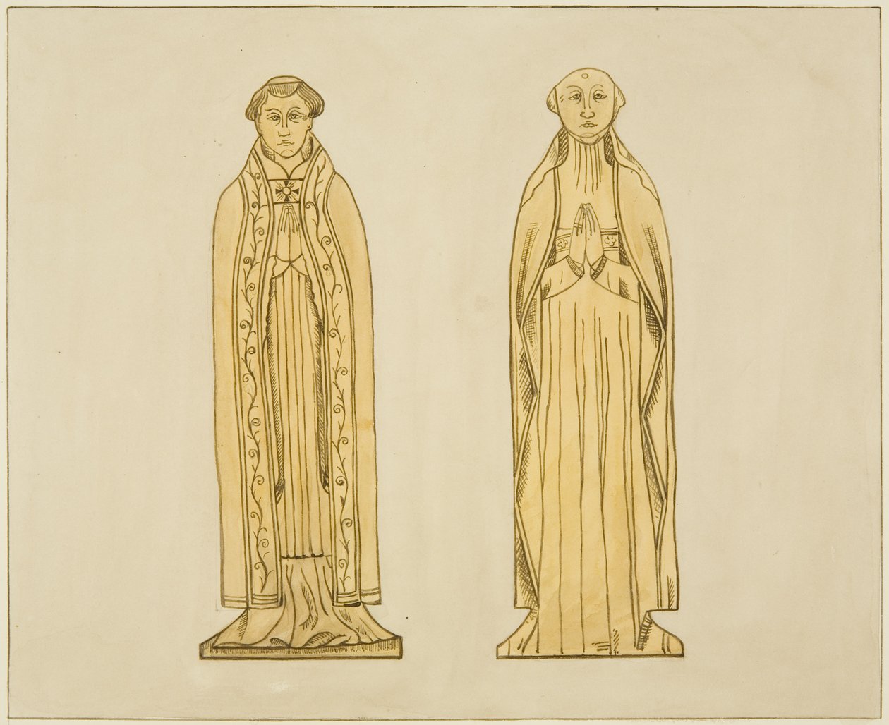 Sárgaréz a Temple Churchben (akvarell papíron) alkotó: Joseph Manning