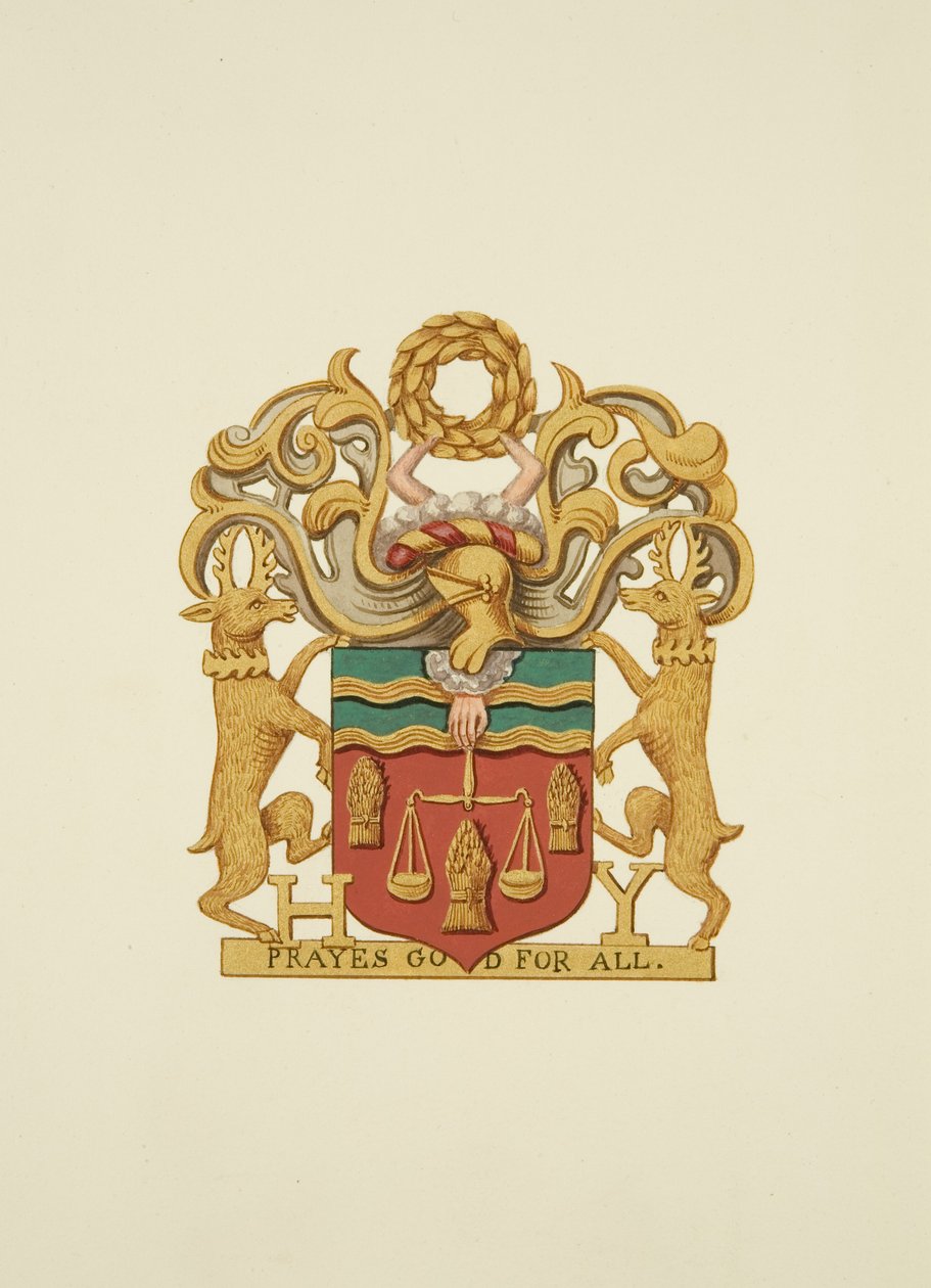 A pékek címere „H.Y” felirattal. és „Prayes God for all”, 1830 körül (ceruza és akvarell papíron) alkotó: Joseph Manning