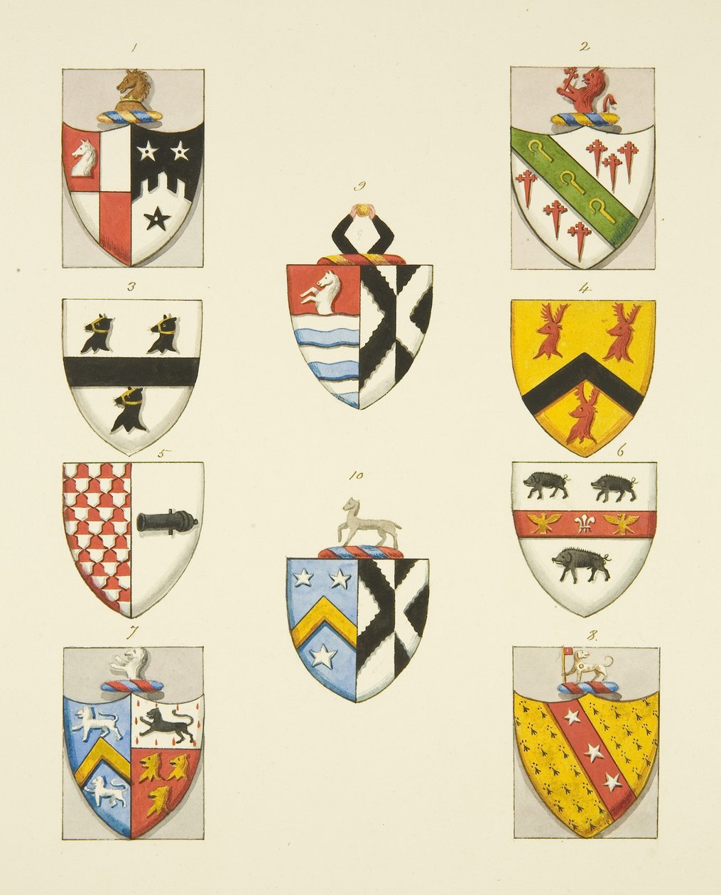 Címerek a Szent Tamás-templom emlékműveiről (akvarell, papír) alkotó: Joseph Manning