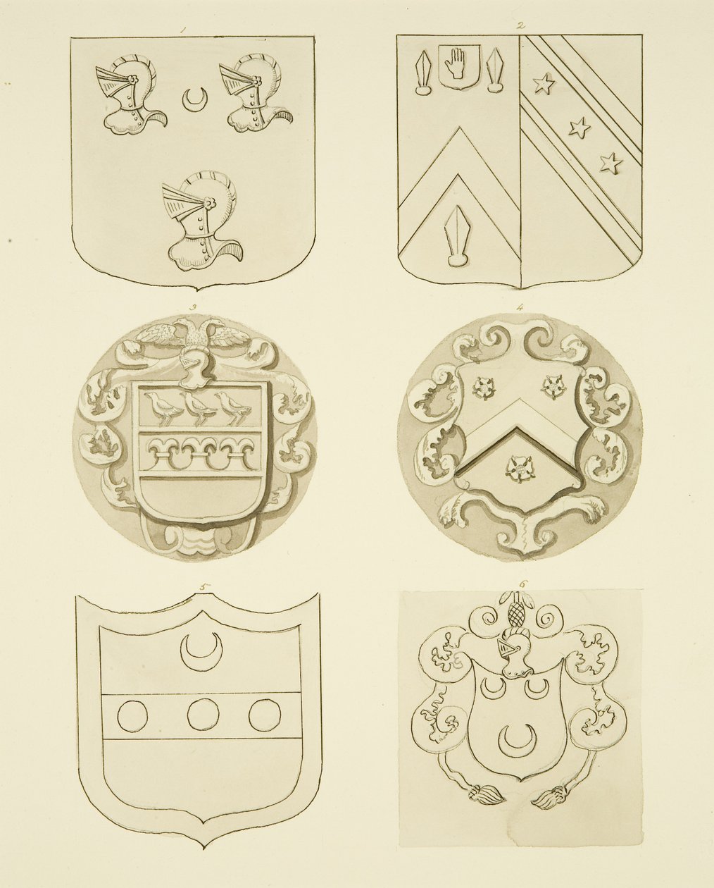 Címerek sírköveken (akvarell papíron) alkotó: Joseph Manning